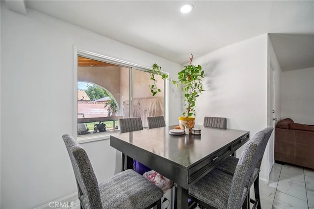43926 3rd St E, Lancaster, CA 93535 - dining area featuring light marble finish floors and recessed lighting