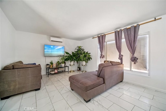 43926 3rd St E, Lancaster, CA 93535 - living area with a wall mounted AC and light marble finish flooring