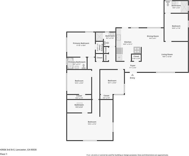 43926 3rd St E, Lancaster, CA 93535 - view of property floor plan