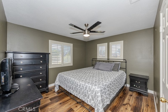 20770 Stony Brook Cir, Riverside, CA 92508 - bedroom with wood finished floors, multiple windows, and ceiling fan