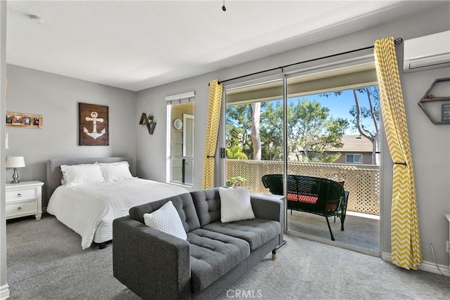 20191 Cape Coral Ln Unit 3-206, Huntington Beach, CA 92646 - carpeted bedroom featuring access to exterior and a wall mounted AC