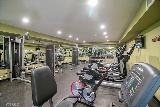 20191 Cape Coral Ln Unit 3-206, Huntington Beach, CA 92646 - gym featuring recessed lighting
