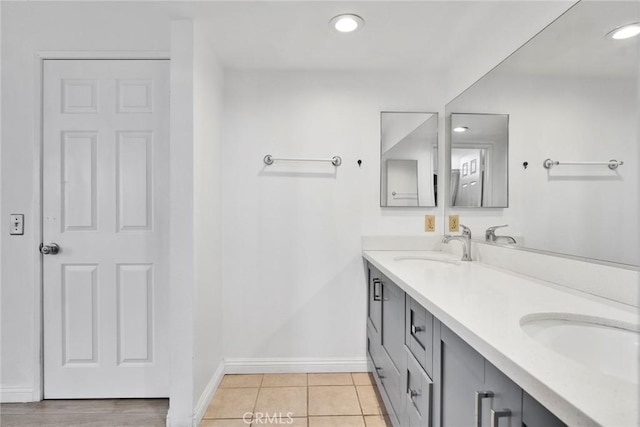 1029 S Reservoir St, Pomona, CA 91766 - full bathroom featuring double vanity, recessed lighting, and tile patterned floors