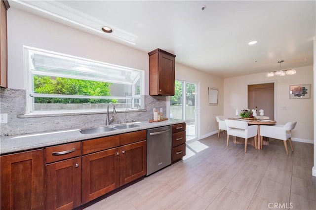 325 E Duarte Rd Unit C, Arcadia, CA 91006 - kitchen featuring stainless steel dishwasher, tasteful backsplash, light stone countertops, and recessed lighting
