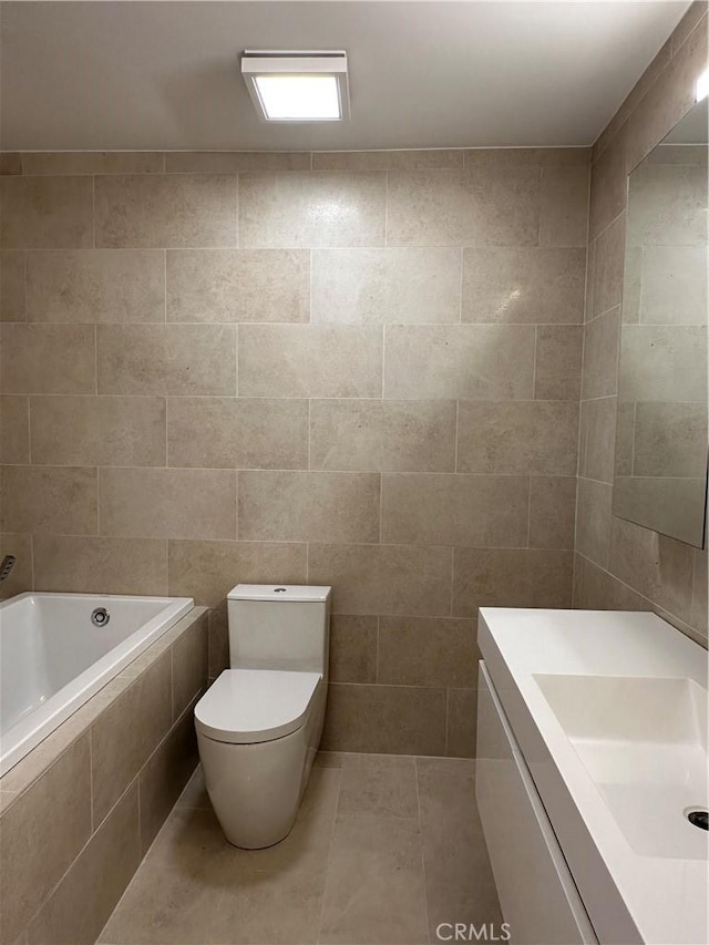 330 N Jackson St Unit 313, Glendale, CA 91206 - full bath with vanity, tiled bath, tile patterned flooring, and tile walls