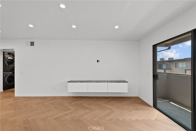 330 N Jackson St Unit 313, Glendale, CA 91206 - spare room with stacked washer / drying machine and recessed lighting