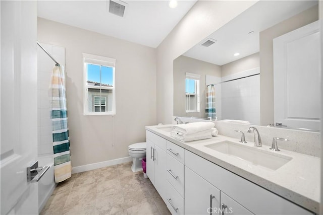 151 Fremont, Lake Forest, CA 92630 - bathroom featuring plenty of natural light, double vanity, and curtained shower