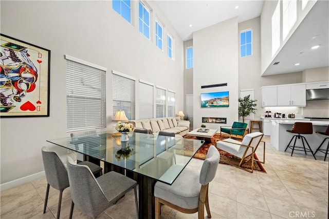 151 Fremont, Lake Forest, CA 92630 - dining area with a high ceiling and light tile patterned floors