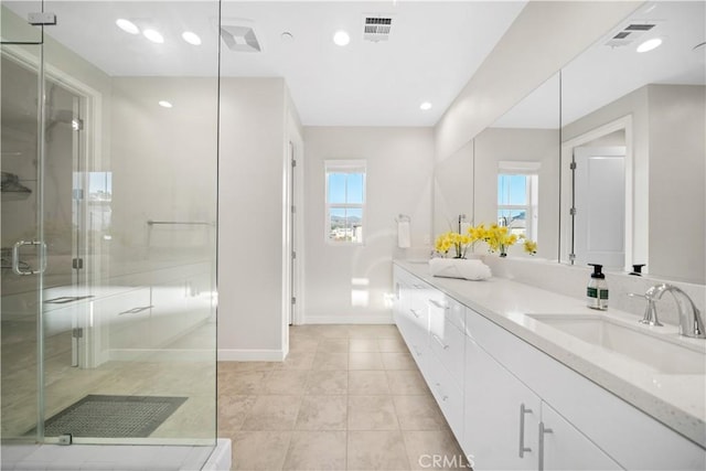 151 Fremont, Lake Forest, CA 92630 - full bath with vanity, a stall shower, and tile patterned flooring