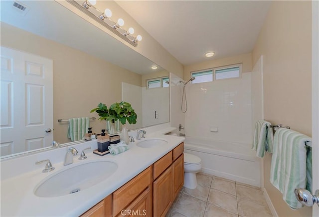 2142 Root St, Fullerton, CA 92833 - full bath with double vanity, shower / bathtub combination, and tile patterned flooring