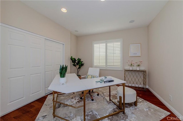 2142 Root St, Fullerton, CA 92833 - office area with dark wood finished floors and recessed lighting