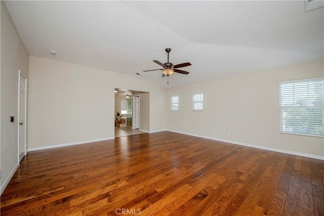 2142 Root St, Fullerton, CA 92833 - unfurnished room with ceiling fan, wood-type flooring, and vaulted ceiling
