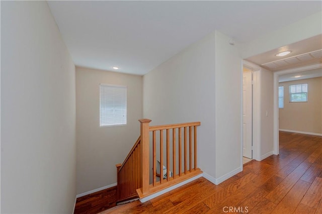 2142 Root St, Fullerton, CA 92833 - hallway featuring light wood-style floors, an upstairs landing, and recessed lighting