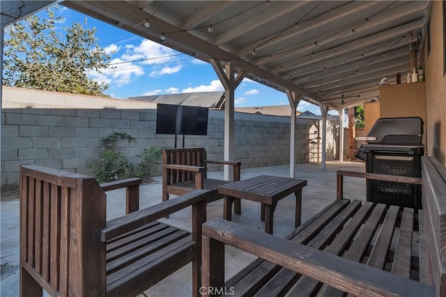 7708 Birchleaf Ave, Pico Rivera, CA 90660 - wooden deck with a patio area, a fenced backyard, and area for grilling