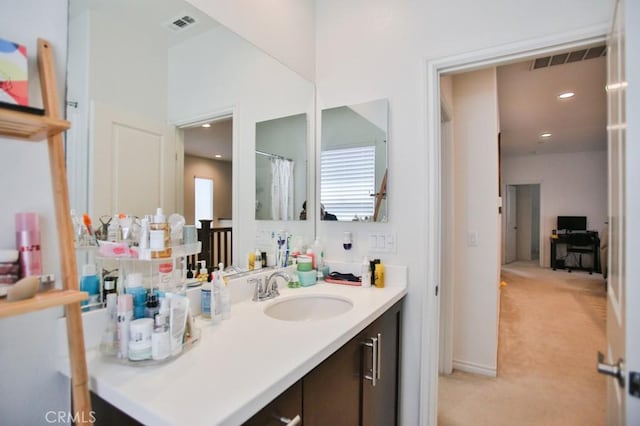 233 47th St, Long Beach, CA 90805 - bathroom featuring vanity, a shower with curtain, and recessed lighting