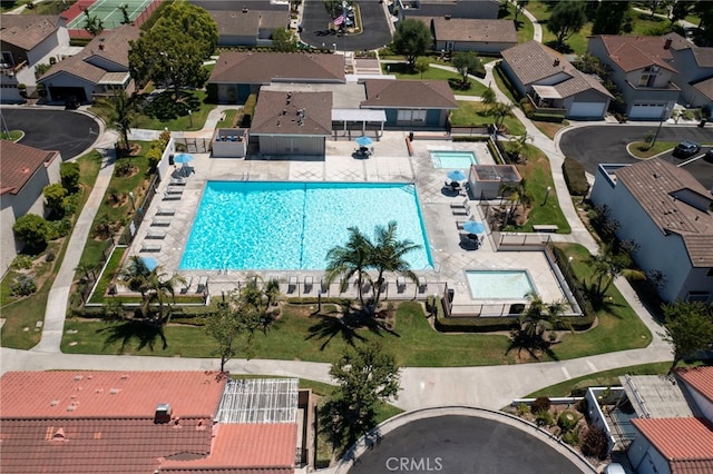 11265 Gardiners Ct, Cypress, CA 90630 - aerial view of residential area with a pool