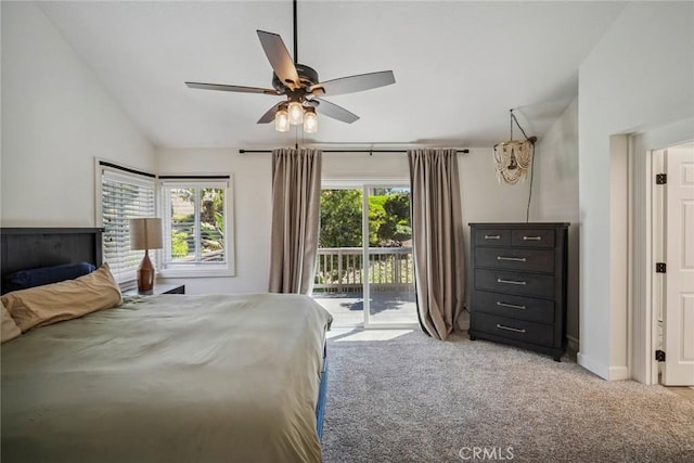 1205 Cerca, San Clemente, CA 92673 - carpeted bedroom with access to outside, vaulted ceiling, and ceiling fan