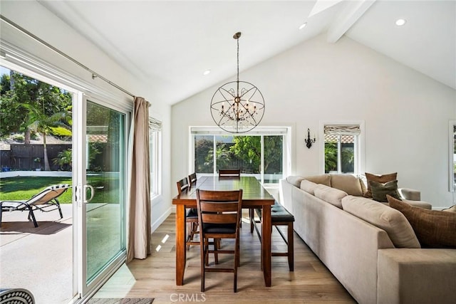 1205 Cerca, San Clemente, CA 92673 - dining area with a chandelier, light wood-style floors, and recessed lighting