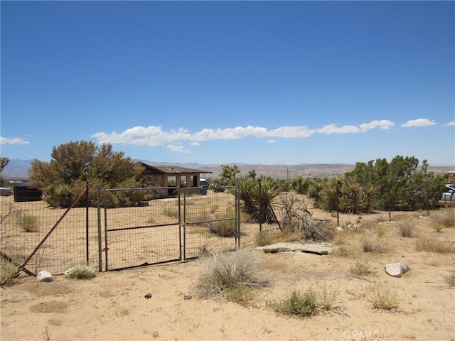 8626 La Contenta Rd, Yucca Valley, CA 92284 - view of yard with a gate, a view of countryside, and a mountain view