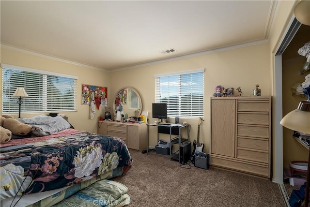 1649 Wrentree Way, Hemet, CA 92545 - carpeted bedroom with crown molding and multiple windows