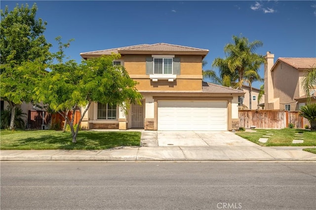 1649 Wrentree Way, Hemet, CA 92545 - traditional-style house with stucco siding, concrete driveway, and a garage