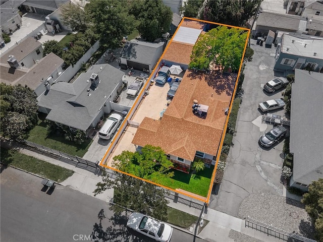 515 N Shelton St, Burbank, CA 91506 - aerial perspective of suburban area featuring property parcel outlined