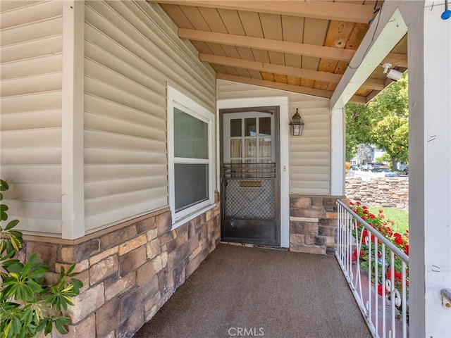 515 N Shelton St, Burbank, CA 91506 - view of exterior entry featuring stone siding and a porch