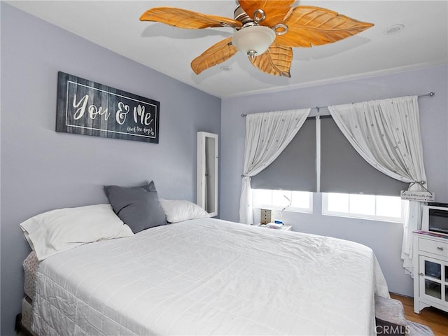 515 N Shelton St, Burbank, CA 91506 - bedroom with wood finished floors and a ceiling fan