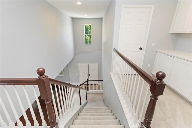 6701 Whitewater St, Eastvale, CA 91752 - stairway featuring carpet flooring and recessed lighting