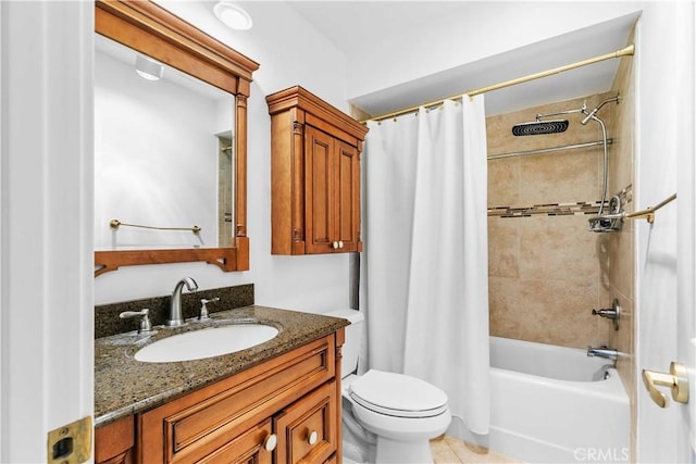 456 E San Jose Ave Unit C, Burbank, CA 91501 - bathroom with vanity, shower / bathtub combination with curtain, and tile patterned flooring
