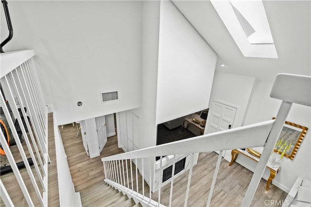 456 E San Jose Ave Unit C, Burbank, CA 91501 - stairway with wood finished floors and a skylight