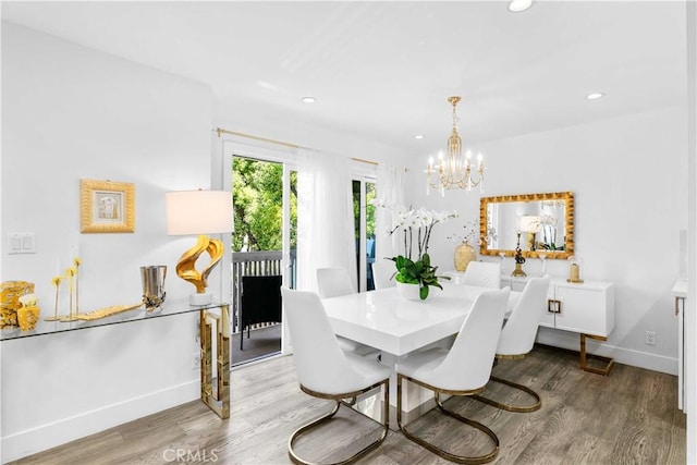 456 E San Jose Ave Unit C, Burbank, CA 91501 - dining area with a chandelier, wood finished floors, and recessed lighting
