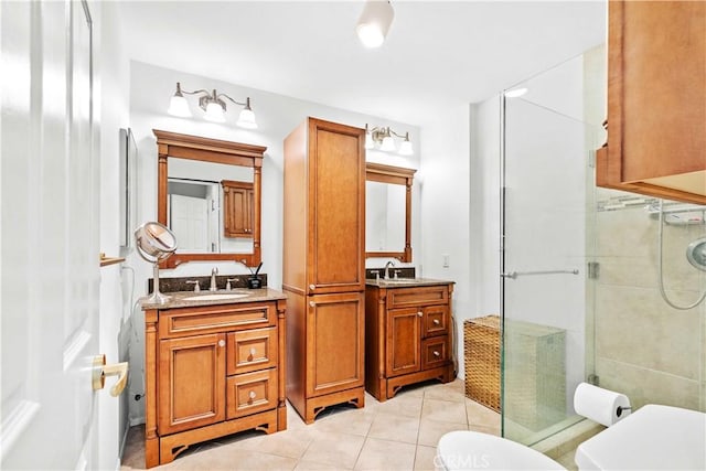 456 E San Jose Ave Unit C, Burbank, CA 91501 - full bathroom featuring a stall shower, tile patterned flooring, and vanity