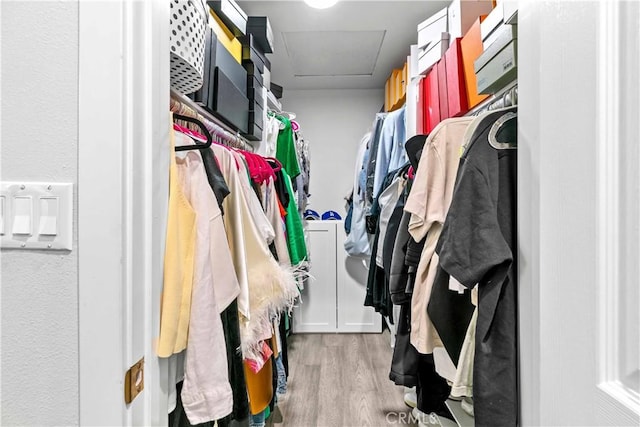 456 E San Jose Ave Unit C, Burbank, CA 91501 - walk in closet with attic access and wood finished floors