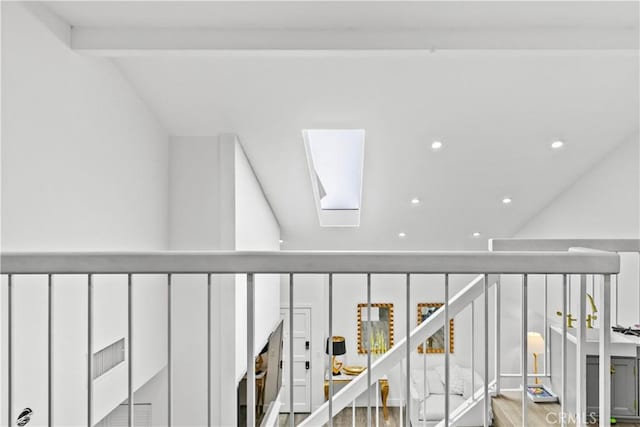 456 E San Jose Ave Unit C, Burbank, CA 91501 - hallway with a skylight, vaulted ceiling, and recessed lighting