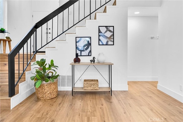 1059 Hillview Cir, Simi Valley, CA 93065 - staircase with baseboards and wood finished floors