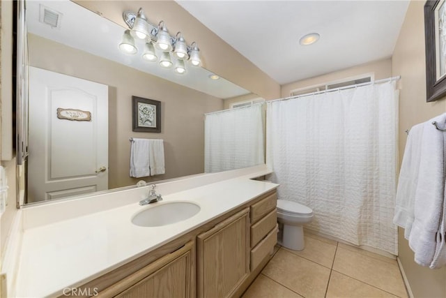 13161 Mugu Ct, Apple Valley, CA 92308 - bathroom with vanity, tile patterned flooring, and a shower with shower curtain