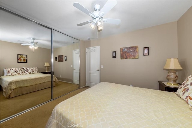 13161 Mugu Ct, Apple Valley, CA 92308 - carpeted bedroom with ceiling fan and a closet