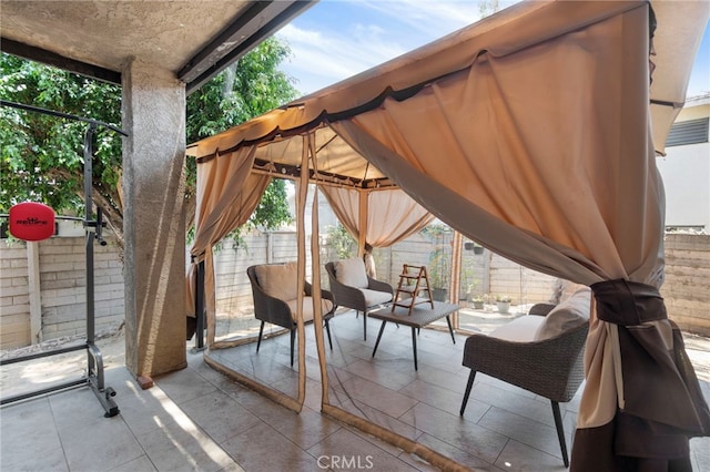 1110 Ohio Ave Unit 107, Long Beach, CA 90804 - fenced backyard featuring a gazebo and a patio area