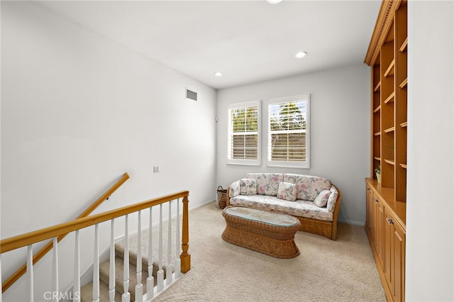 2189 Wind River Ln, Rowland Heights, CA 91748 - sitting room featuring light colored carpet, an upstairs landing, and recessed lighting