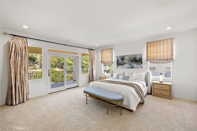 2189 Wind River Ln, Rowland Heights, CA 91748 - bedroom featuring access to outside, light colored carpet, and recessed lighting