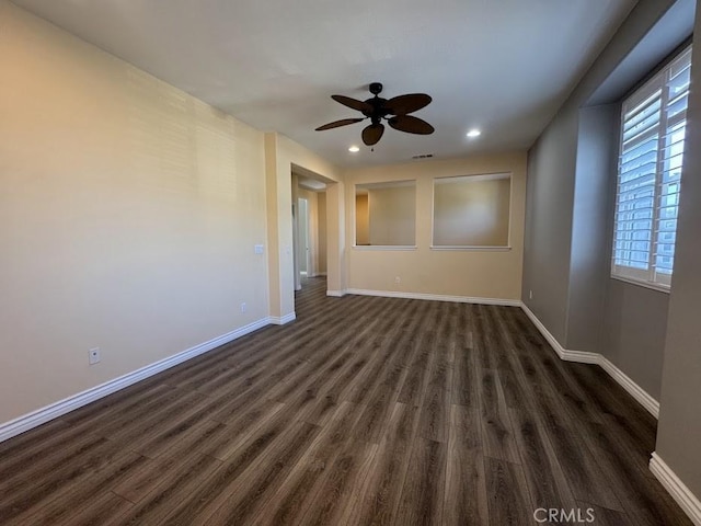 14610 Baylor Ave, Chino, CA 91710 - spare room with dark wood-type flooring, a ceiling fan, and recessed lighting