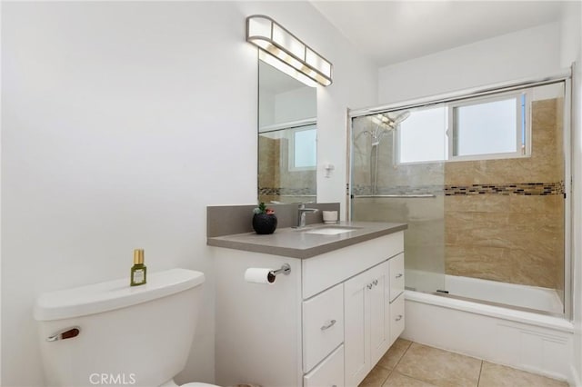 13708 El Espejo Rd, La Mirada, CA 90638 - bathroom with vanity, tile patterned floors, and shower / bath combination with glass door