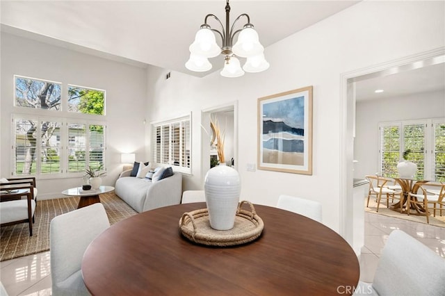 52 Anjou, Newport Coast, CA 92657 - dining room featuring a chandelier and light tile patterned flooring