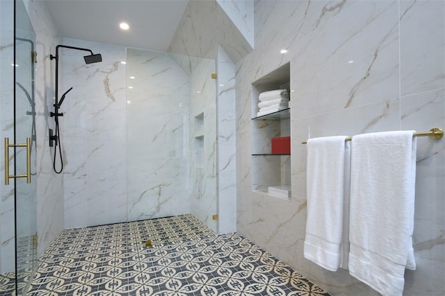 5005 Los Feliz Blvd, Los Angeles, CA 90027 - full bath featuring a marble finish shower and tile walls