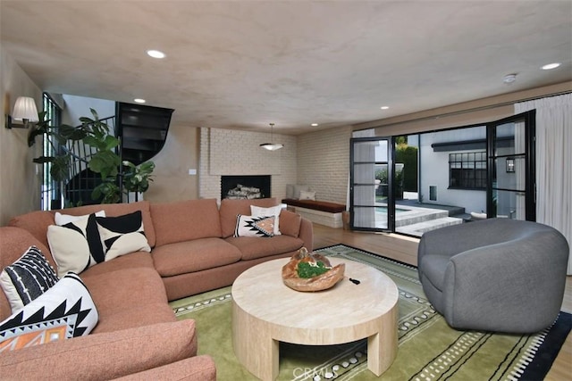 5005 Los Feliz Blvd, Los Angeles, CA 90027 - living room with wood finished floors, a fireplace, and recessed lighting