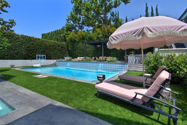 5005 Los Feliz Blvd, Los Angeles, CA 90027 - view of pool with a patio area and a yard