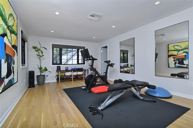 5005 Los Feliz Blvd, Los Angeles, CA 90027 - workout area with wood finished floors and recessed lighting