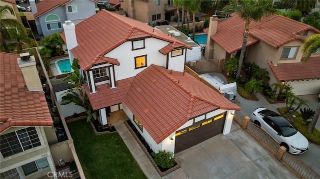 754 Manecita Cir, Perris, CA 92571 - aerial perspective of suburban area with a pool