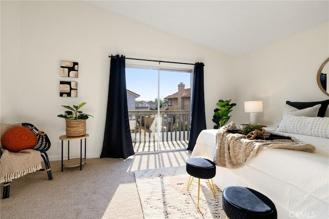 754 Manecita Cir, Perris, CA 92571 - carpeted bedroom with access to outside and vaulted ceiling
